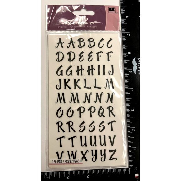 2011 EK Sticko Mini Black Letters SR Alphabet Stickers Script Font SPMSR12P - Picture 1 of 4